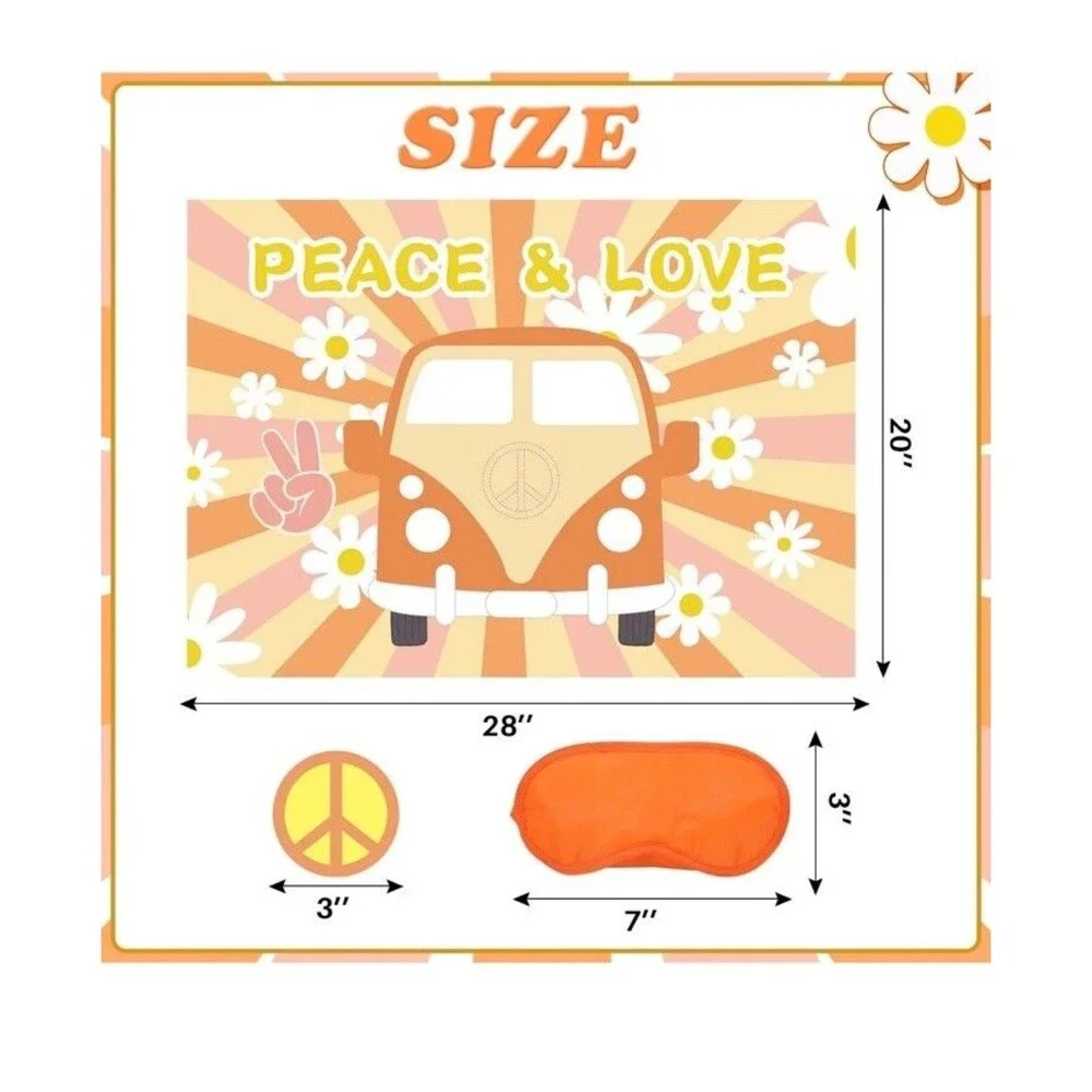 Pin The Peace Sign on The Hippie Van - Groovy Hippie Party Games Great Party Fun